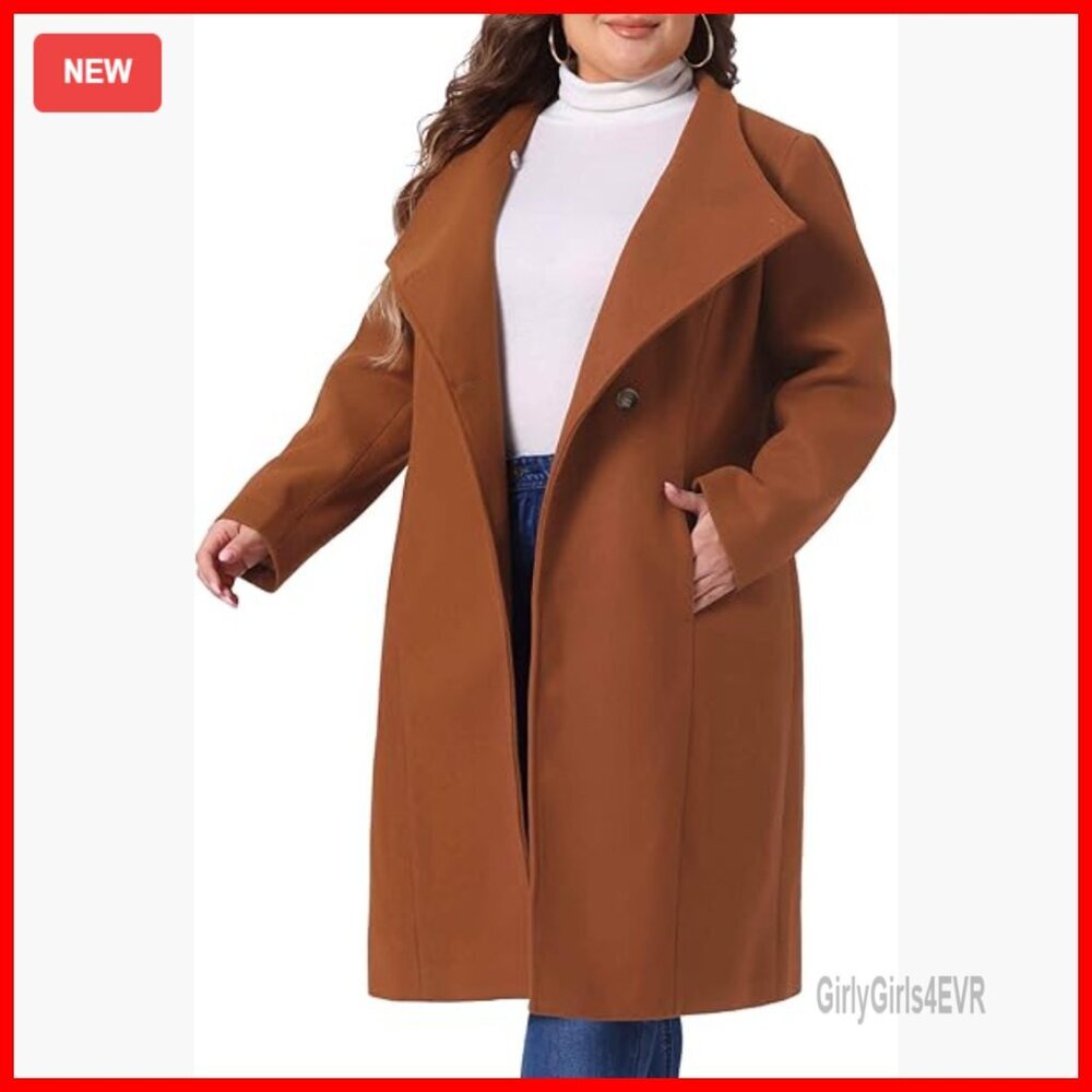 Plus Size Trench Coat Winter Longline Outerwear Stand Collar Windproof